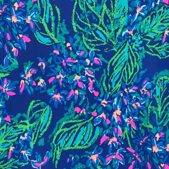 LILLY PULITZER Womens SMALL Braedyn Botanical Print Eclipse Blue Shift Dress - Picture 5 of 14